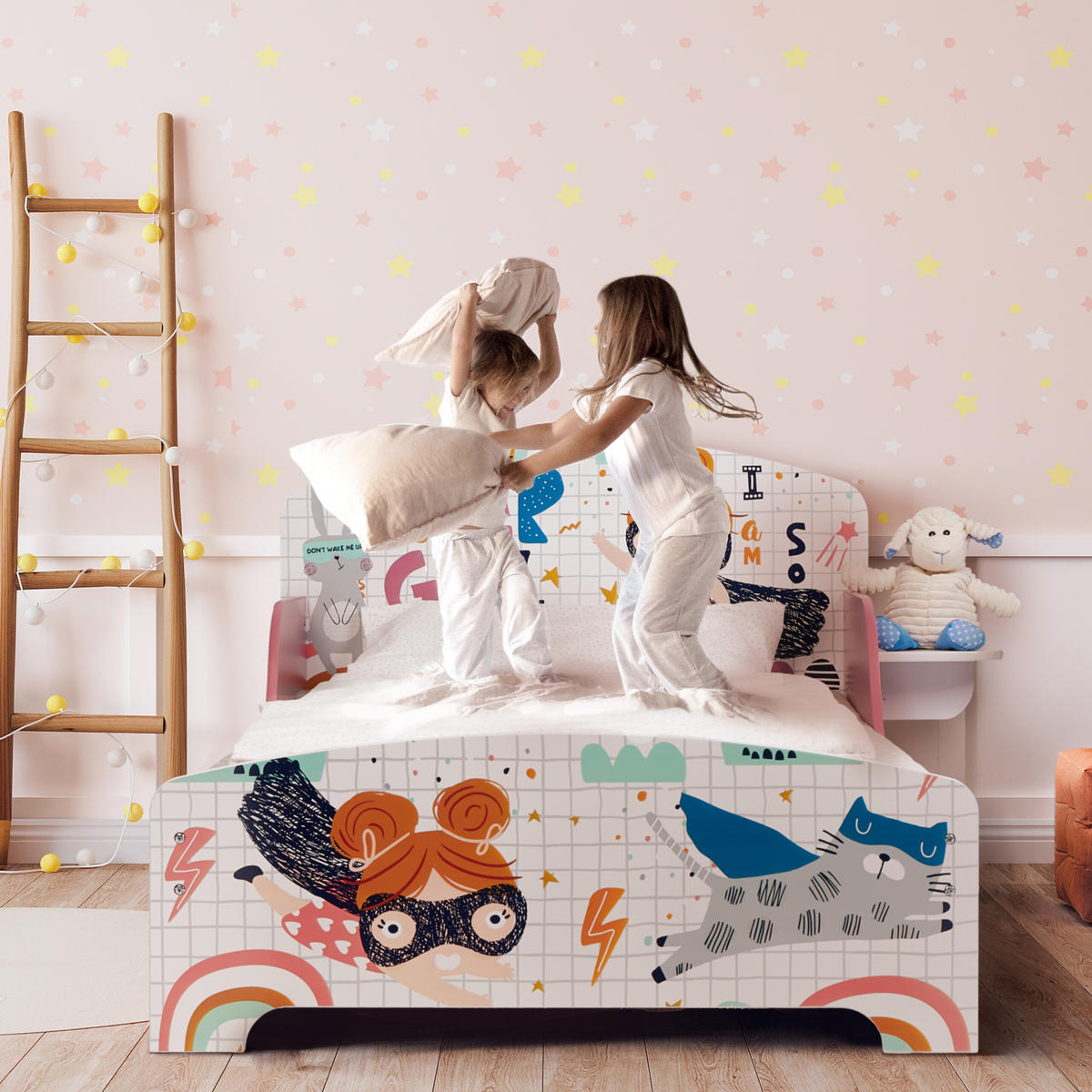 KINDERBETT - Multicolor, Holz/Holzwerkstoff (94/60/143cm) - Relaxdays