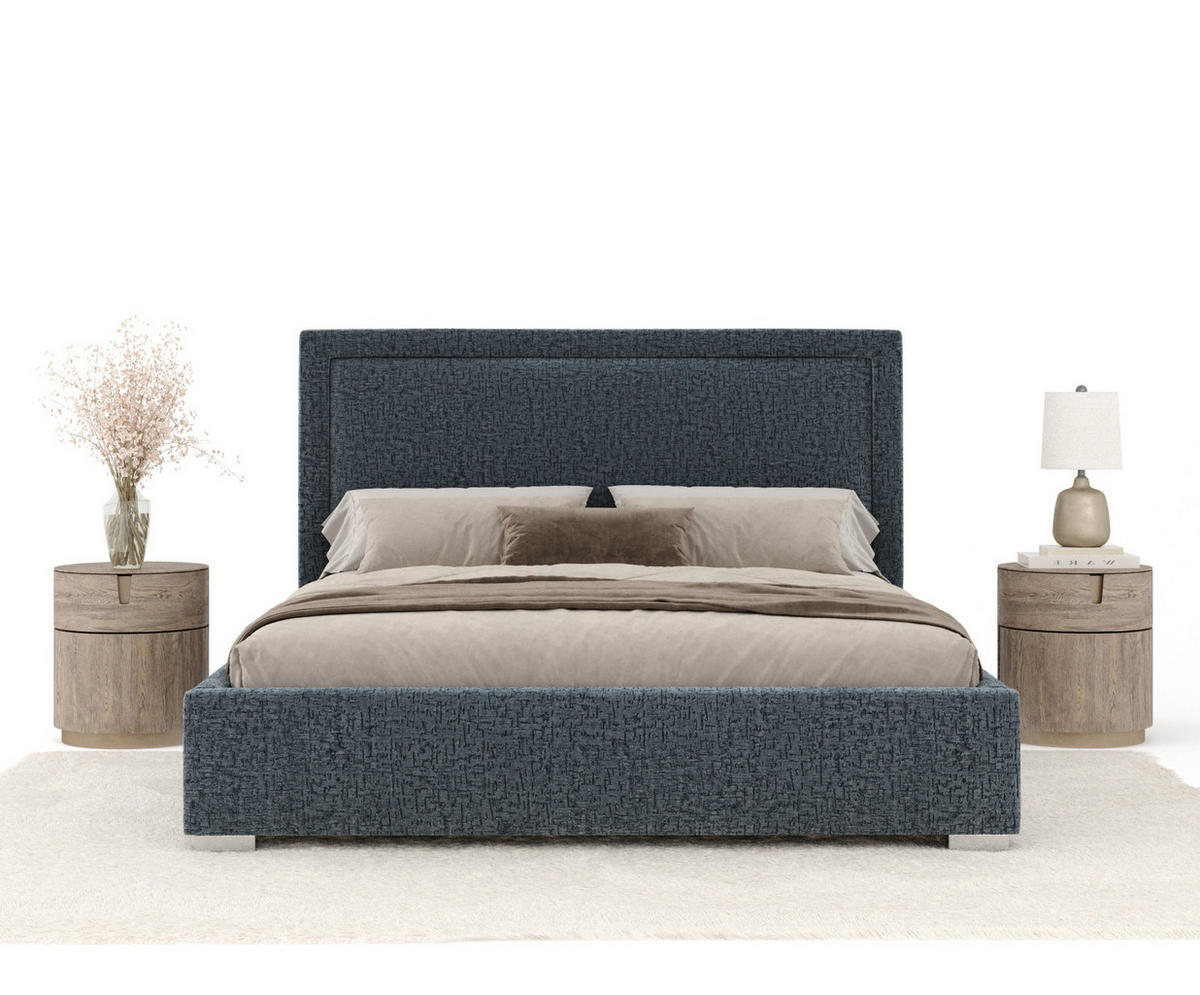 POLSTERBETT Ordina Blau Grau 160/200 cm im Chenille-Stoff - Silberfarben/Blaugrau, Holz/Holzwerkstoff (160/200cm) - Maison de Reve