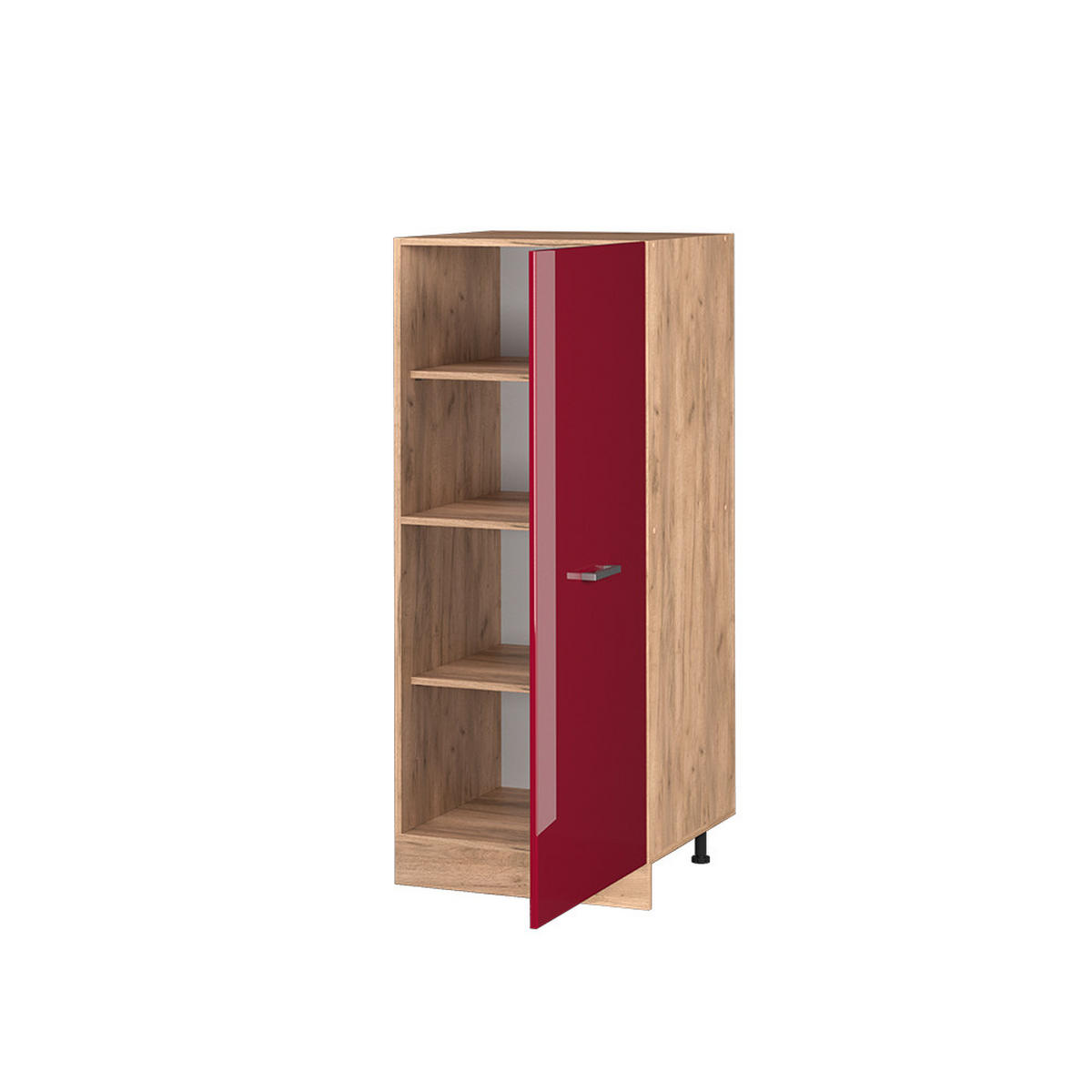 HOCHSCHRANK R-Line Rot Hochglanz 60 cm - Honigeiche/Bordeaux, Holzwerkstoff (60/143/57cm) - Vicco