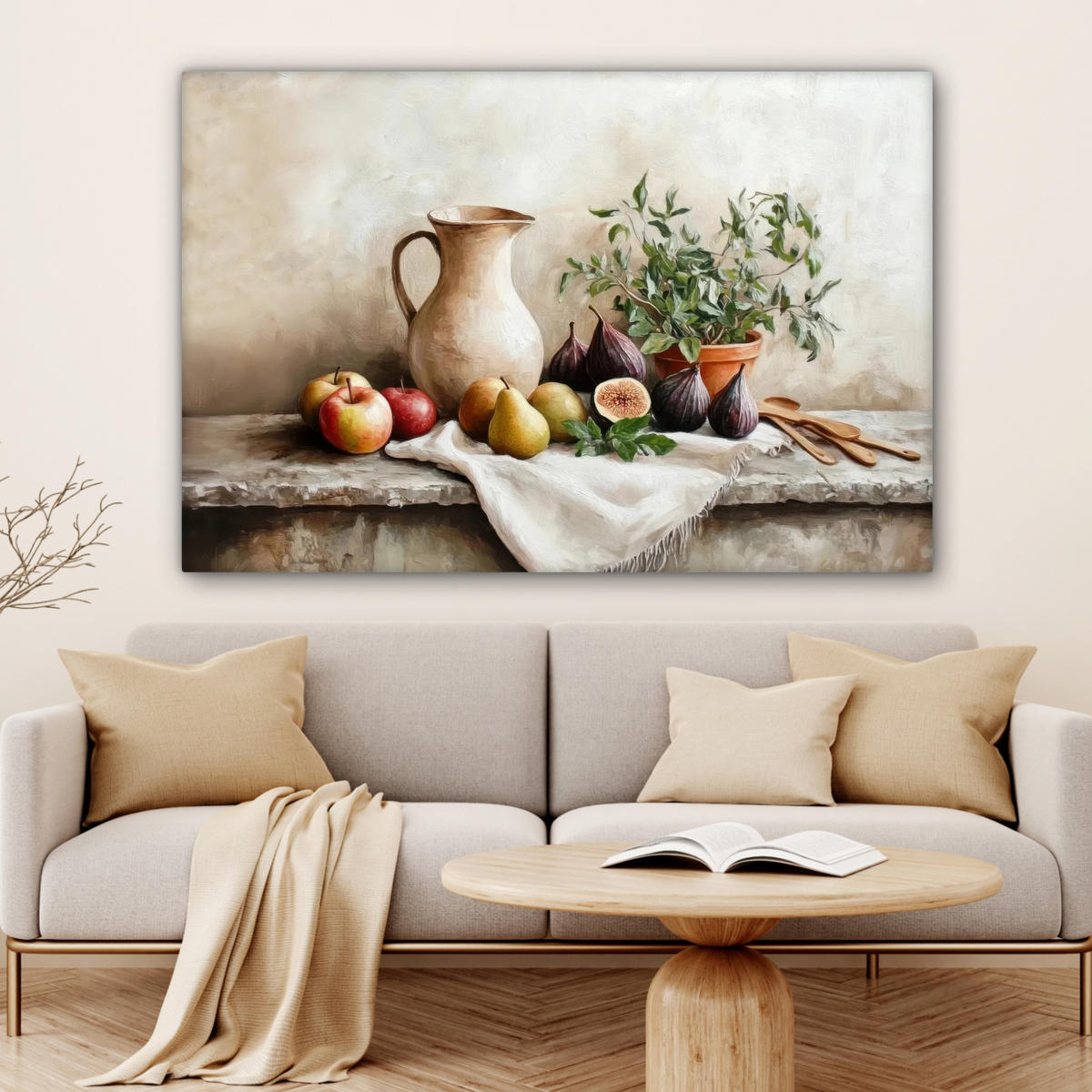 LEINWANDBILD Obst - Kräuter - Ländlich XXL 150x100 cm - Naturfarben, Textil (150/100cm) - MuchoWow