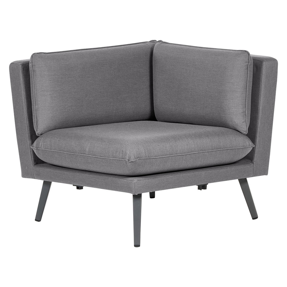 GARTEN-ECKSOFA 5-Sitzer grau modular Loretello - Grau, Textil (243/70/243cm) - Beliani