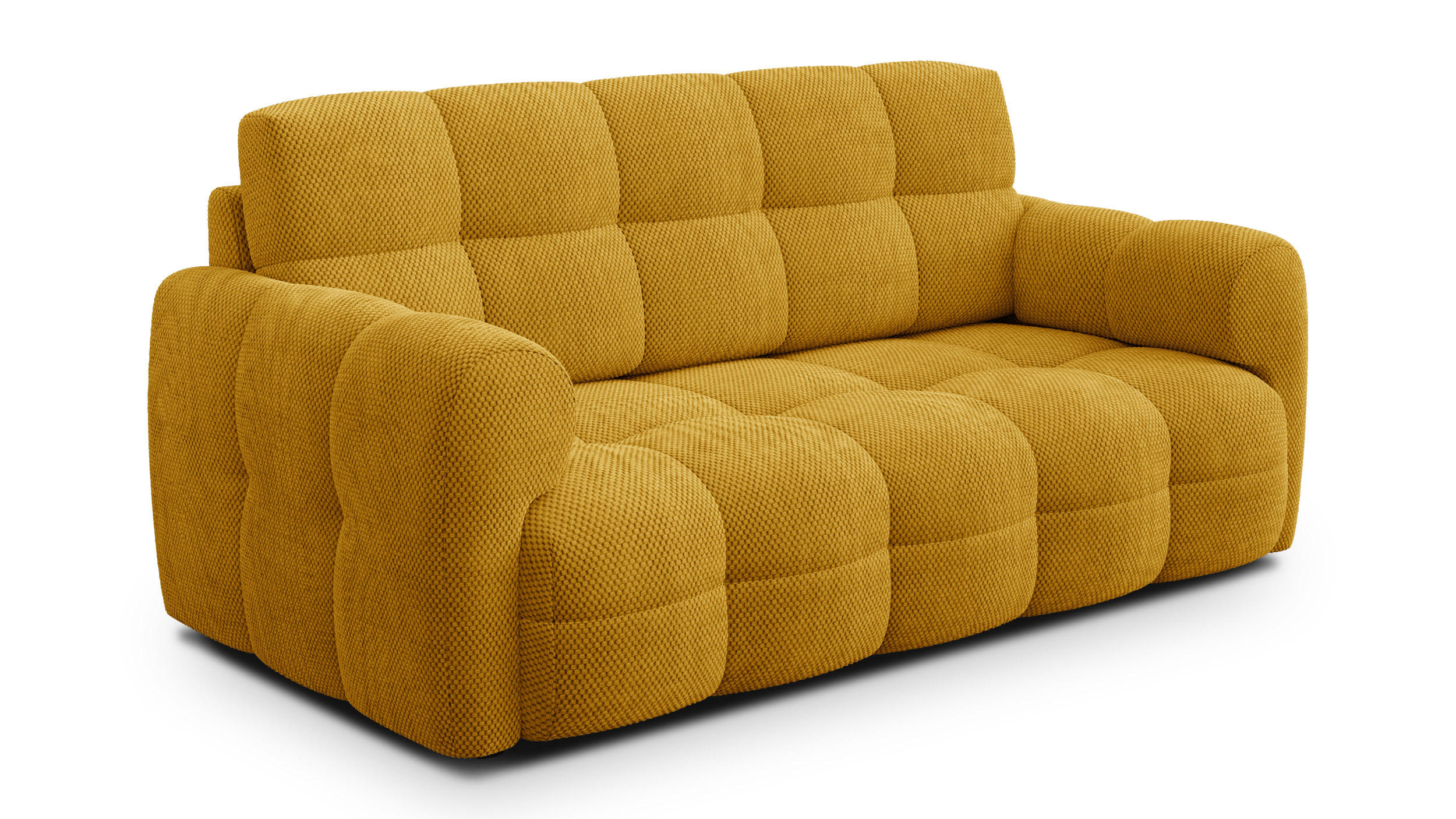 SOFA MELLOW 2,5-Sitzer, safran - Gelb/Schwarz, Holz/Textil (183/87/98cm) - Courtois Laville