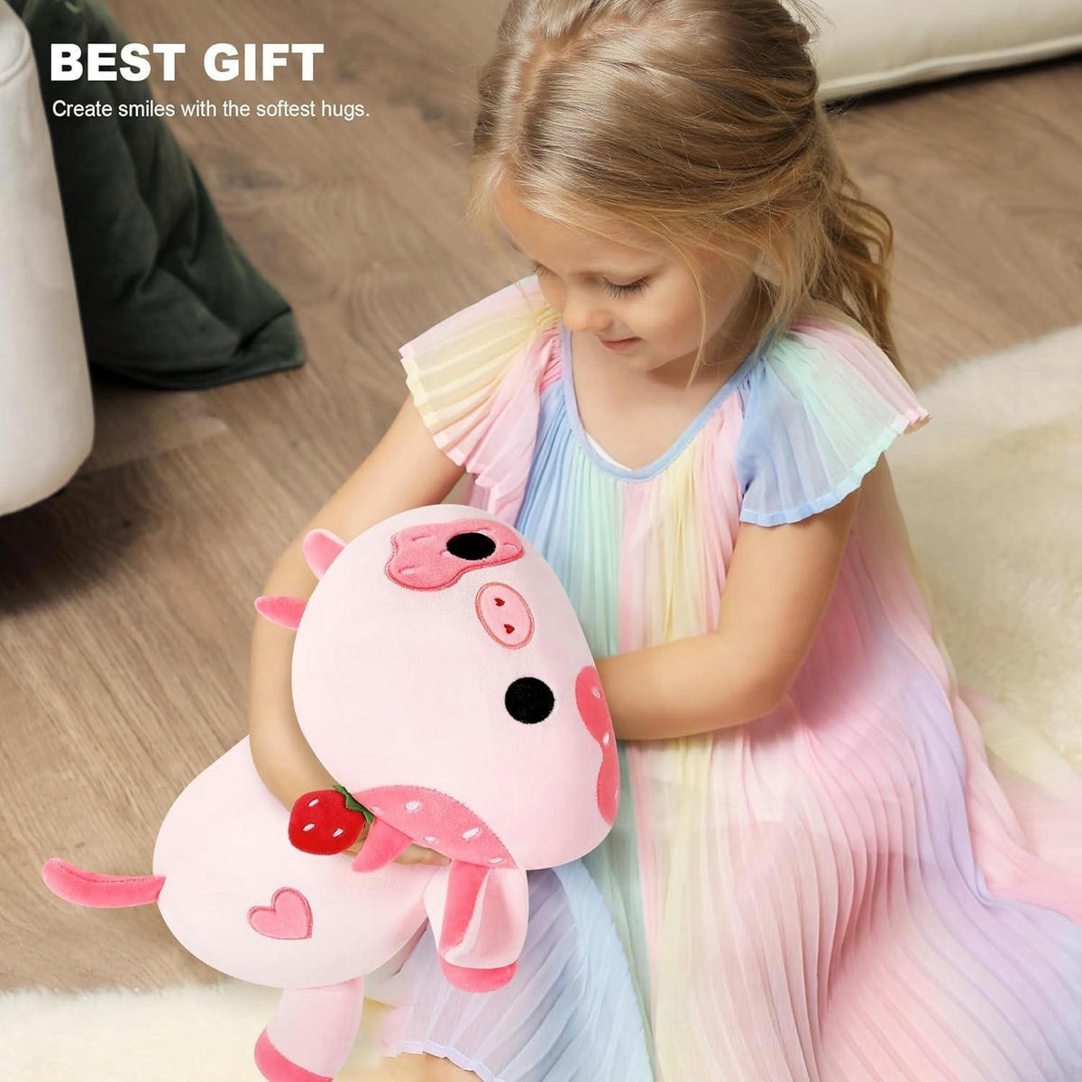 PLÜSCHTIER Kuh, Kawaii Milchkuh Kuscheltier in rosa - Rosa, Textil (20/30cm)