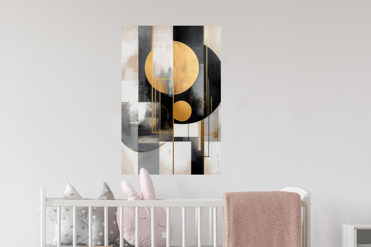 WANDTATTOO Abstrakt - Gold - Silber - Formen - Ästhetisch - Modern 40x60 cm - Goldfarben, Kunststoff (40/60/0.1cm) - MuchoWow