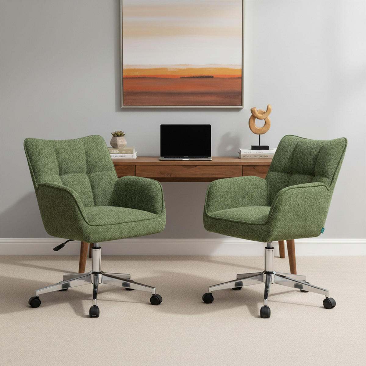 BÜROSTUHL Mika-Tabea - Chromfarben/Grün, Textil/Metall (59/81/66cm) - DUBI Möbel