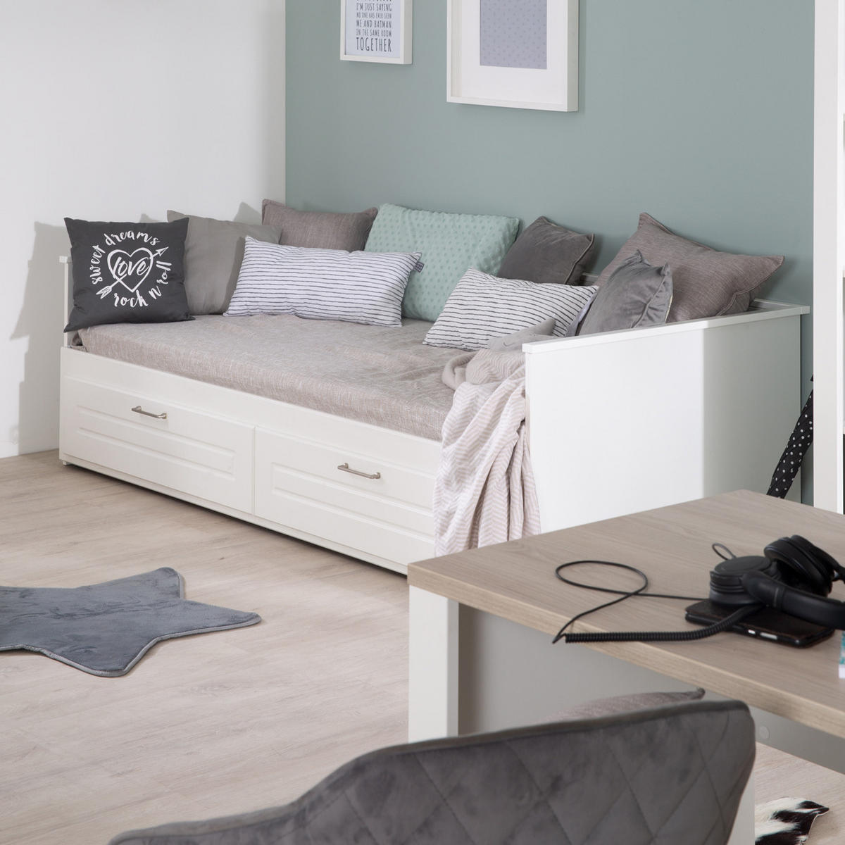 TAGESBETT Felicia 90x200 cm bis 180x200 cm - Weiß, Holzwerkstoff (90/200cm) - Roba