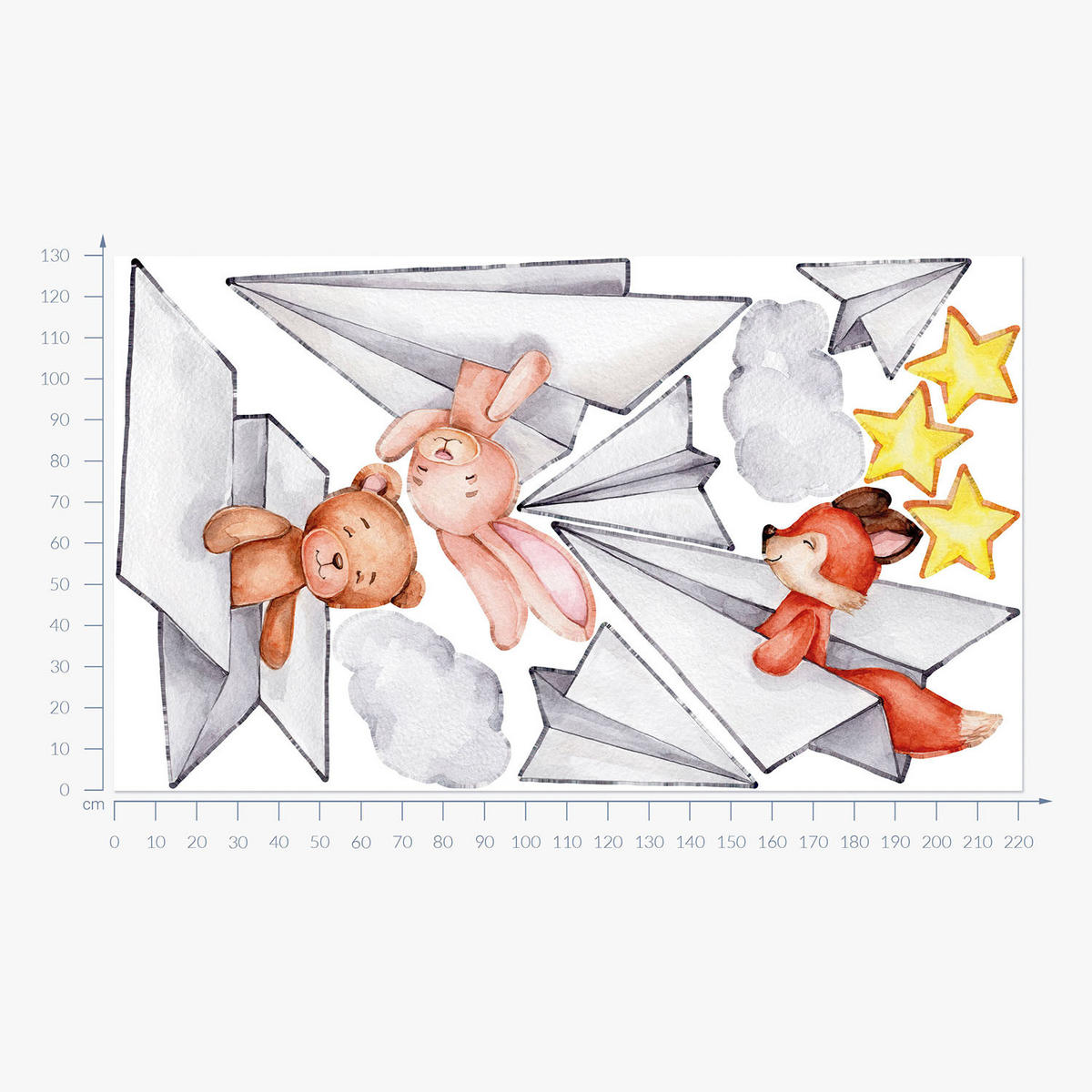 WANDAUFKLEBER 130x221cm - Niedliche Tiere - Multicolor, Kunststoff (130/221/0.1cm) - Wallfluent