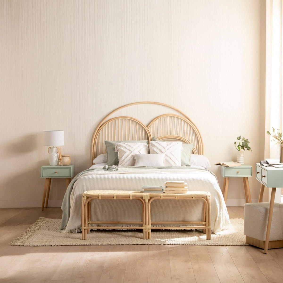 NACHTTISCH MIT 1 SCHUBLADE Tai Grün 40 cm x 61 cm - Grün, Holzwerkstoff (40/61/36cm) - Klast Home