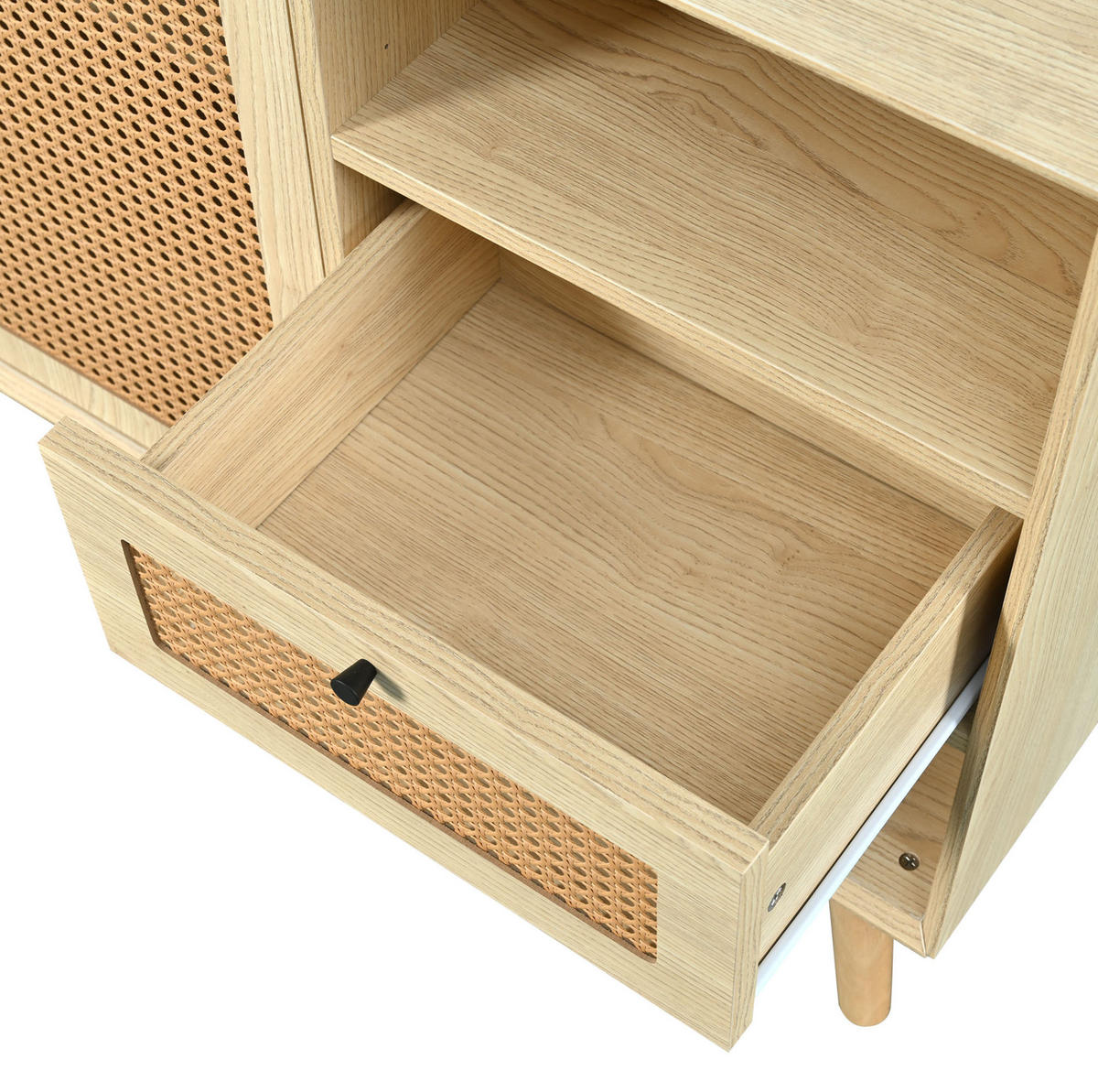 SIDEBOARD 120/40/80 cm Eiche aus MDF und Metall mit Rattangeflecht - Eichefarben, Holzwerkstoff (40/80/120cm) - OKMYHOME