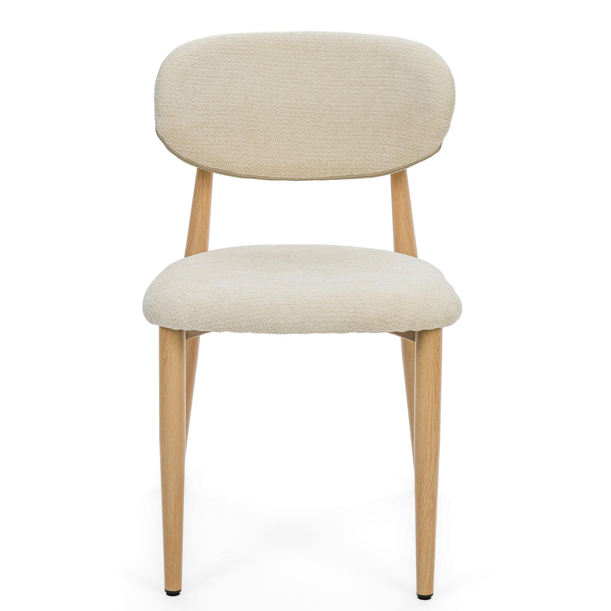 STUHL ALMO gepolstert Beine in Holzoptik - creme - Chenille - Eichefarben/Creme, Textil/Metall (47/77/54cm) - NEW HOME