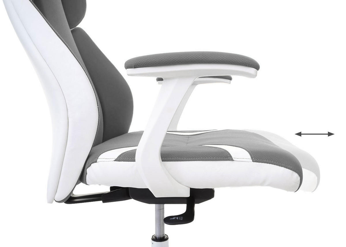 BÜROSTUHL Grau, Weiß - Weiß/Grau, Textil (63/134/92cm) - MCW