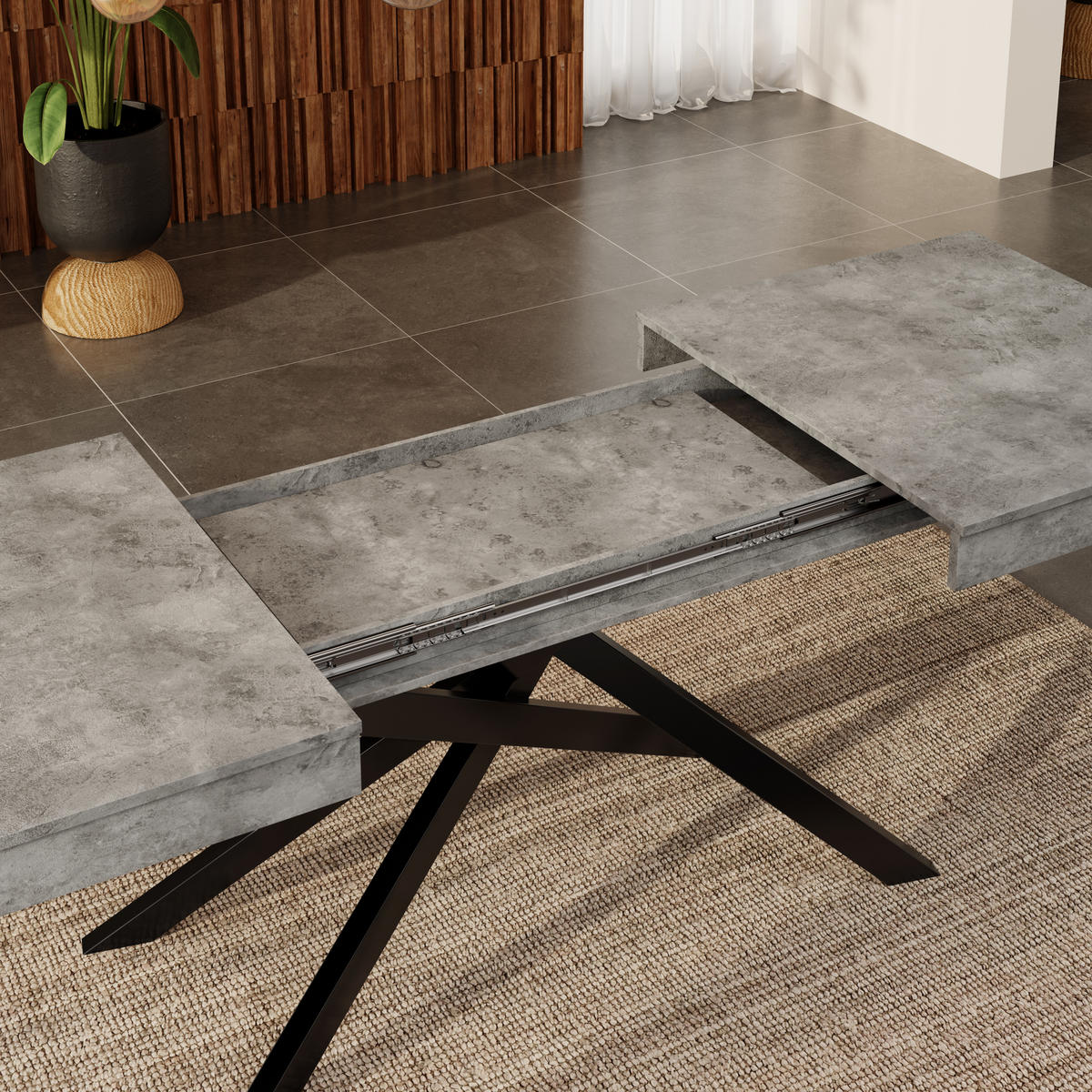 ESSTISCH Erweiterbar Grau Metallbeine 140-180x80cm Für 6-8 Personen - Grau, Holzwerkstoff (180/80/76cm) - FLIEKS