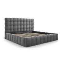BETT mit Bettkasten und Kopfteil Mamaia aus Samt grau 200x200cm - Grau, Textil (200/200cm) - Micadoni