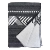 WOLLDECKE Mochica Schwarz reversibel 200x220 Merino Wolle - Schwarz, Textil (200/220cm) - Malagoon