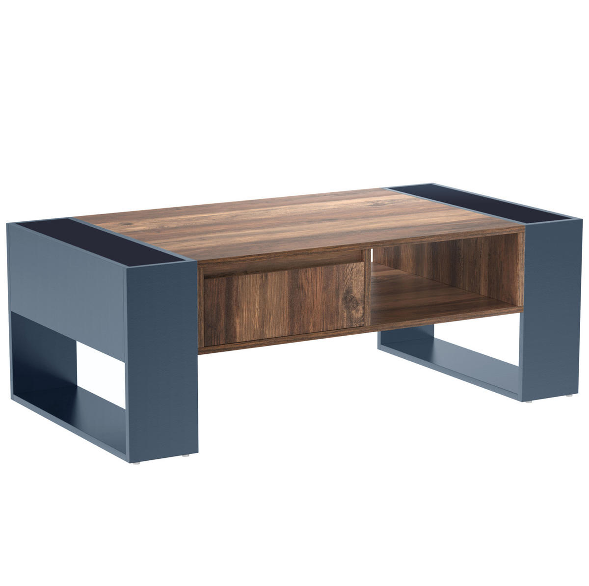 COUCHTISCH 111/40/60 cm in Schwarz/Grau aus Spanplatte mit Stauraum - Schwarz, Holzwerkstoff (111/60/40cm) - OKMYHOME
