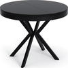 ESSTISCH Ross runder ausziehbarer, Schwarz 100-180/100/76 cm - Schwarz, Holzwerkstoff/Metall (100/100/76cm) - WFL GROUP