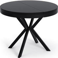 ESSTISCH Ross runder ausziehbarer, Schwarz 90-170/90/76 cm - Schwarz, Holzwerkstoff/Metall (90/90/76cm) - WFL GROUP
