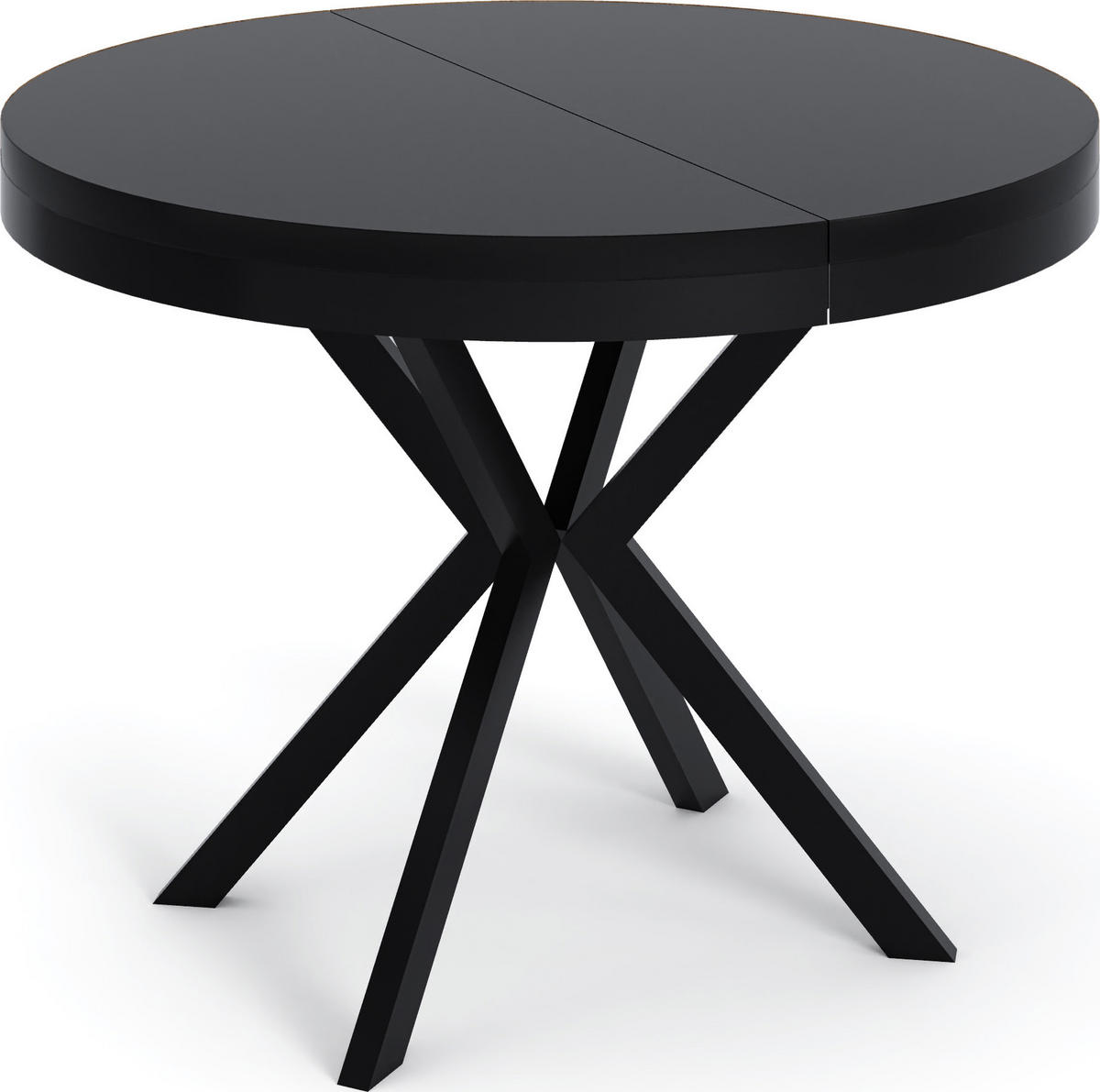 ESSTISCH Ross runder ausziehbarer, Schwarz 90-170/90/76 cm - Schwarz, Holzwerkstoff/Metall (90/90/76cm) - WFL GROUP