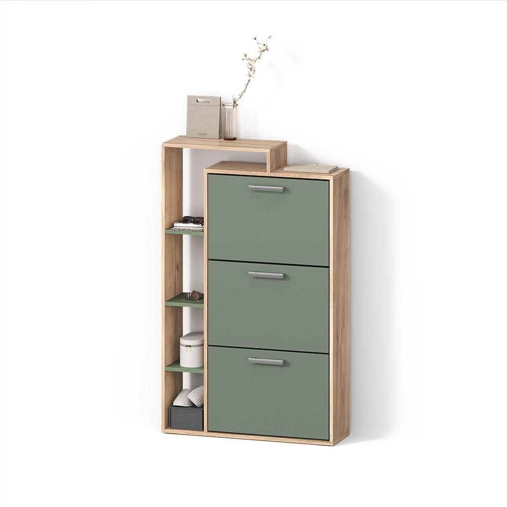 Livinity® BOTNÍK Ortello Dub Goldkraft/zelená 80 x 128.3 cm se 3 přihrádkami