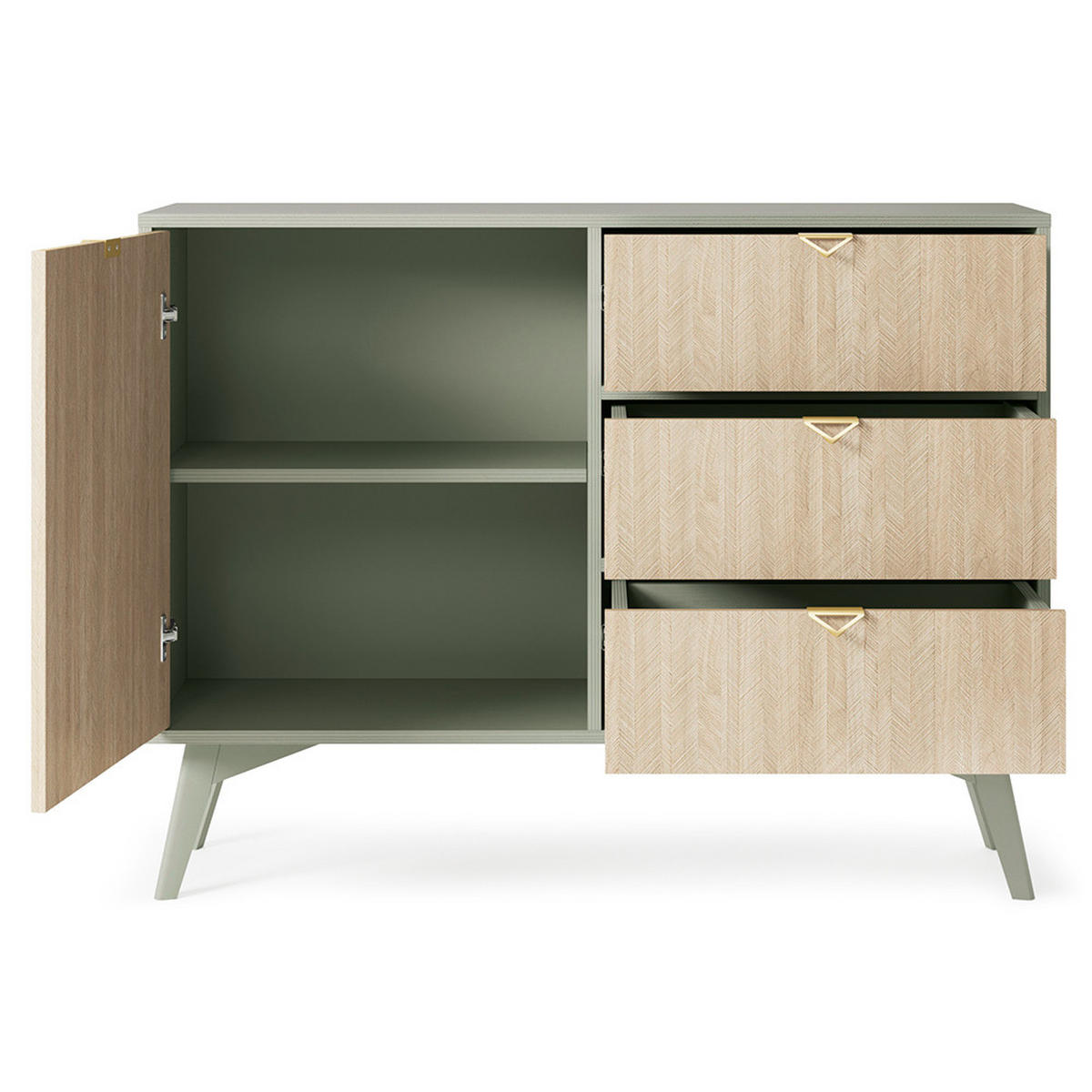 KOMMODE Fareham-160 - Grün, Holzwerkstoff (106/80/38cm) - Lomado