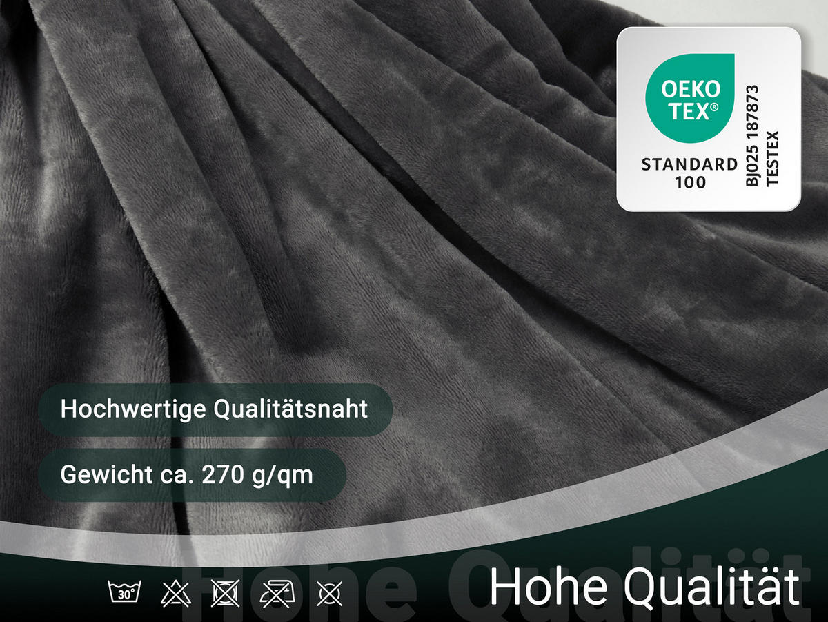 KUSCHELDECKE, 150x200 cm, 100% Polyester, Grau - Anthrazit, Textil (150/200cm) - Zollner