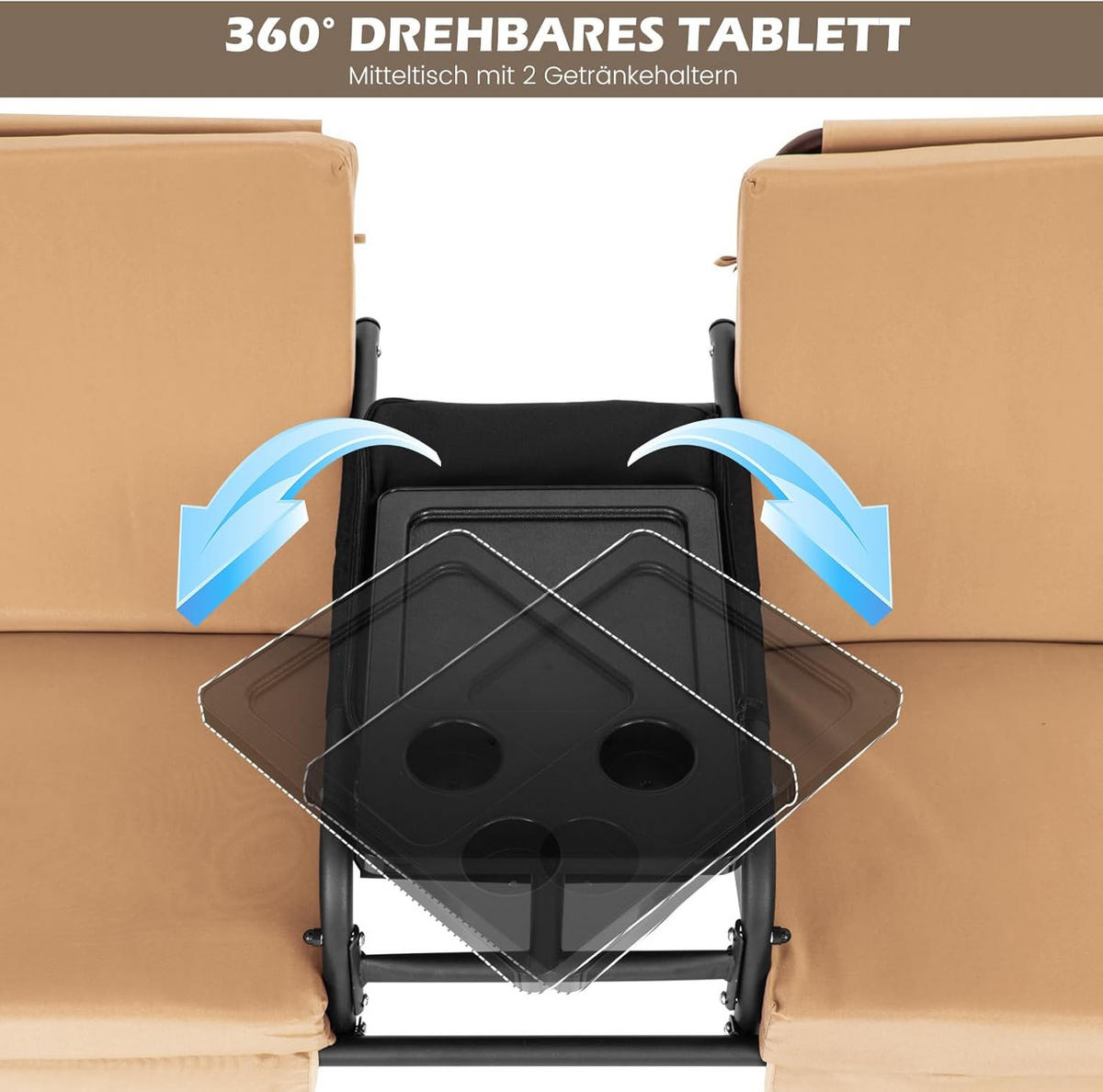 HOLLYWOODSCHAUKEL Braun - Braun, Metall (124/162/181cm) - COSTWAY