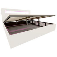 POLSTERBETT 180/200 cm Weiß mit Hydraulische Aufbewahrungsfunktion und LED-Kopfteil - Weiß, Holz (180/200cm) - Oxeza