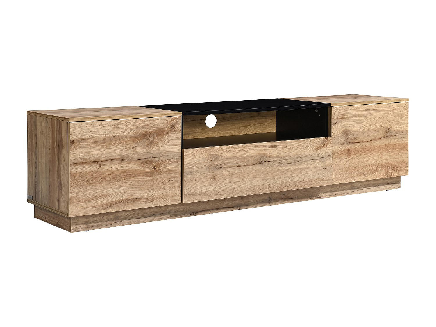 TV-BOARD - 180 cm x 40 cm - Holz, Platte - Schwarz, Naturfarben Hell CEMILINA - Hellbraun, Holz (180/45/40cm) - Vente-Unique