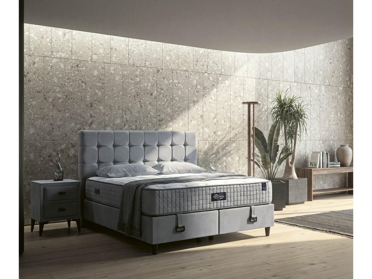 POLSTERBETTSET Optimal 160x200 Grau - Grau, Textil/Metall (160/200cm) - Villa Möbel