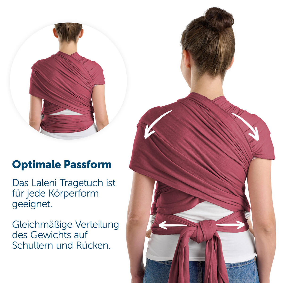 BABYTRAGEN für Neugeborene bis 15 kg - 100% Baumwolle (Ohne Elasthan) - Rot - Rot, Textil (60/5.1cm) - Laleni