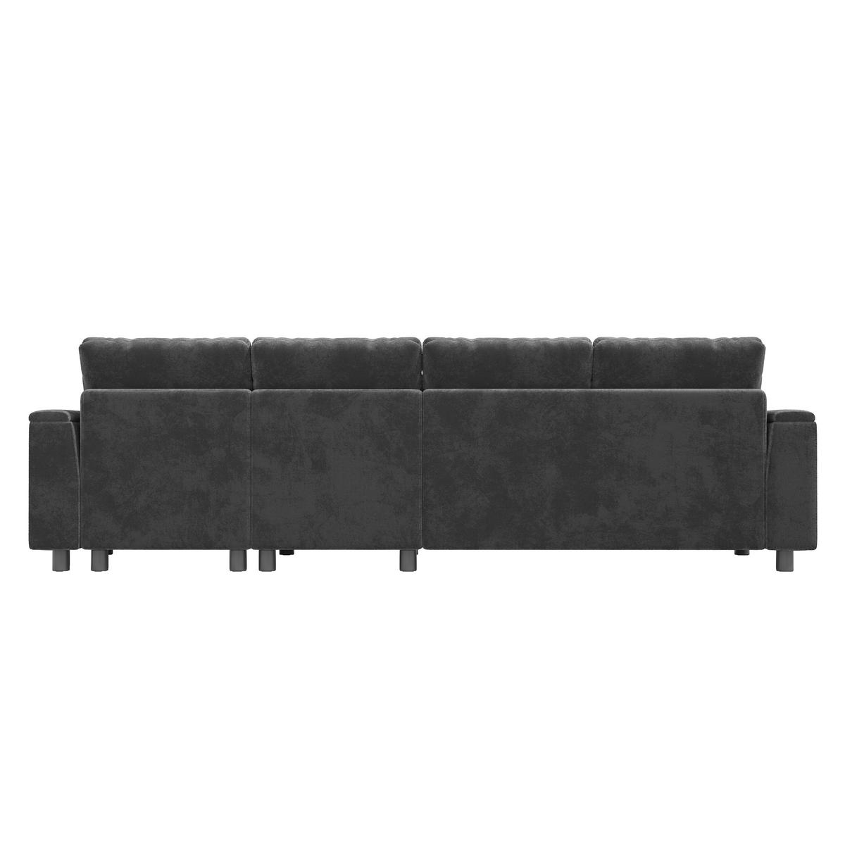 WOHNLANDSCHAFT 284/135/84 cm Grau mit aufklappbarem Stauraum, 1 USB-Anschluss und 1 Type-C-Anschluss - Grau, Textil (135/84/284cm) - Oxeza