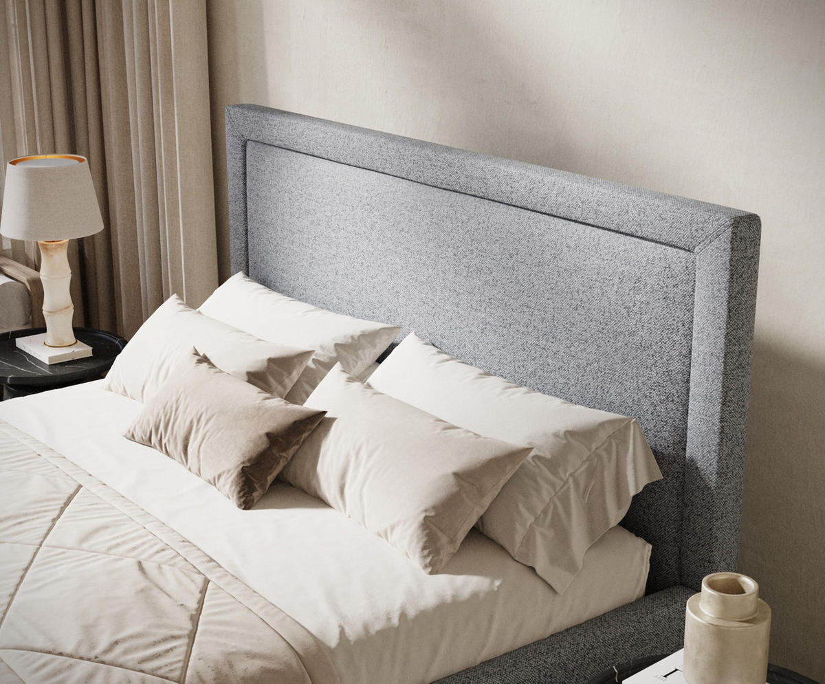 POLSTERBETT Ordina Grau 120/200 cm im Webstoff - Naturfarben/Grau, Holz/Holzwerkstoff (120/200cm) - Maison de Reve