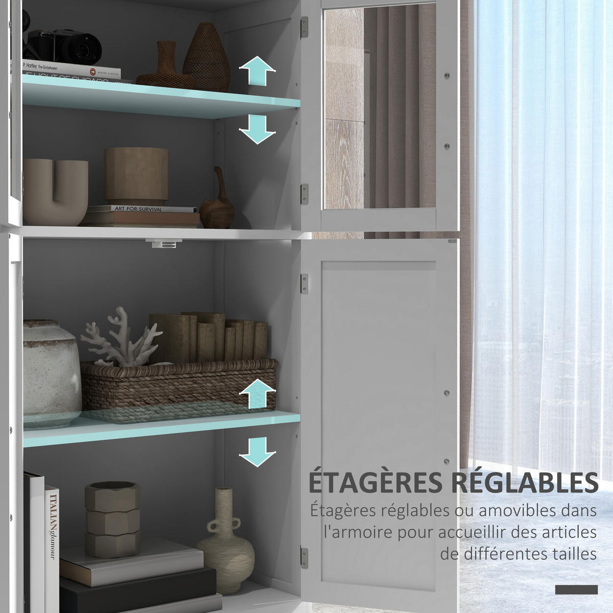 HIGHBOARD DE-11058 2 Glastüren Weiß - Weiß, Holzwerkstoff (30/110.5/60cm) - ComfortXL
