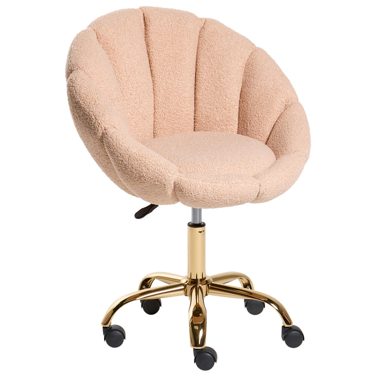 SCHREIBTISCHSTUHL Bouclé Pfirsichrosa Annabelle - Pink, Textil (66/81/39cm) - Beliani