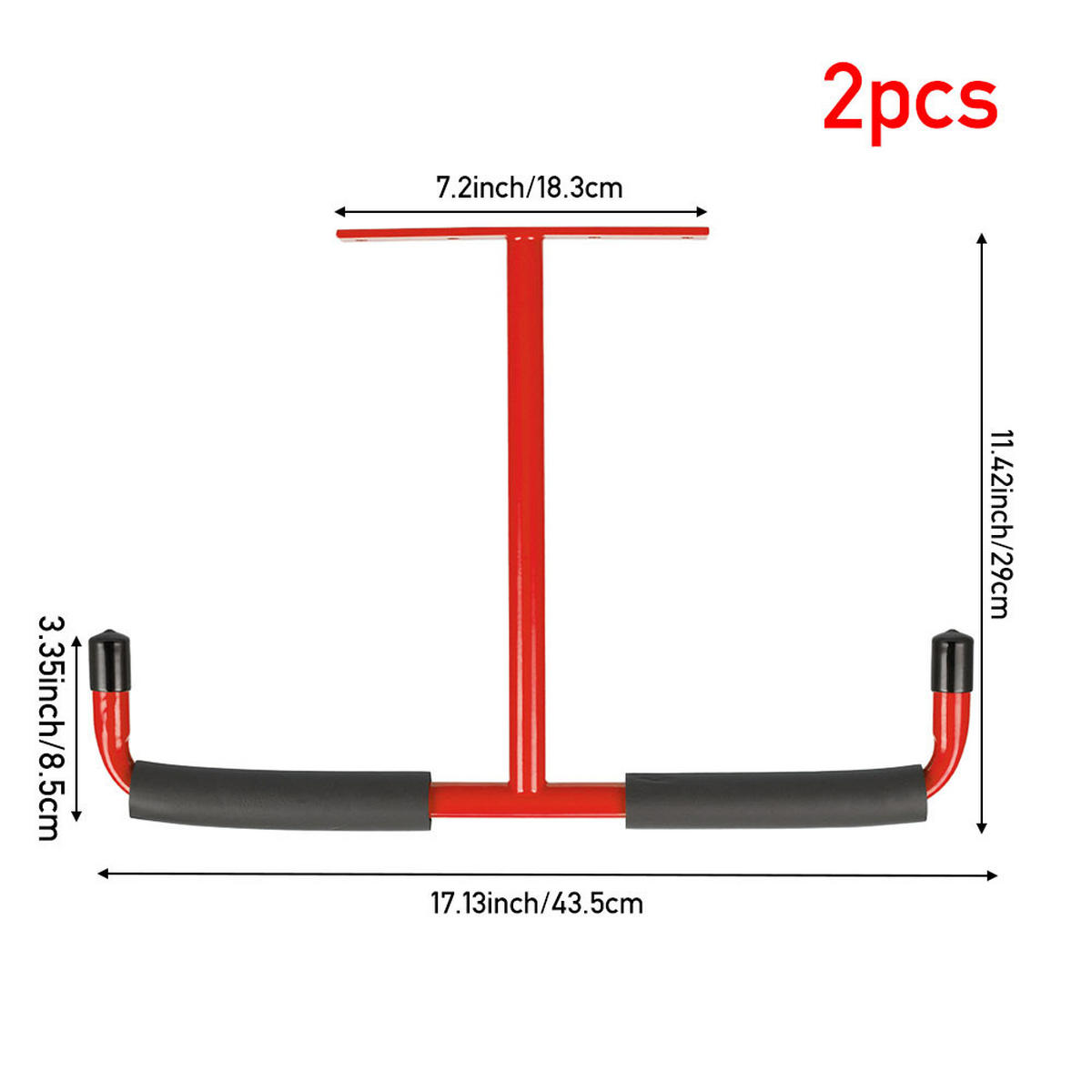 DECKENHAKEN 2 Stück T-förmige Solide Struktur aus Kohlenstoffstahl in Rot Vielseitig einsetzbar Belastbarkeit 43,5 x 29 cm - Rot, Metall (29/1/43.5cm) - Livingandhome