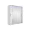 SCHWEBETÜRENSCHRANK Westa IX, mit RGB LED Beleuchtung - Silberfarben/Weiß, Holzwerkstoff/Metall (150/200/58cm) - MIRJAN24
