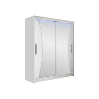 SCHWEBETÜRENSCHRANK Westa IX, mit RGB LED Beleuchtung - Silberfarben/Weiß, Holzwerkstoff/Metall (150/200/58cm) - MIRJAN24