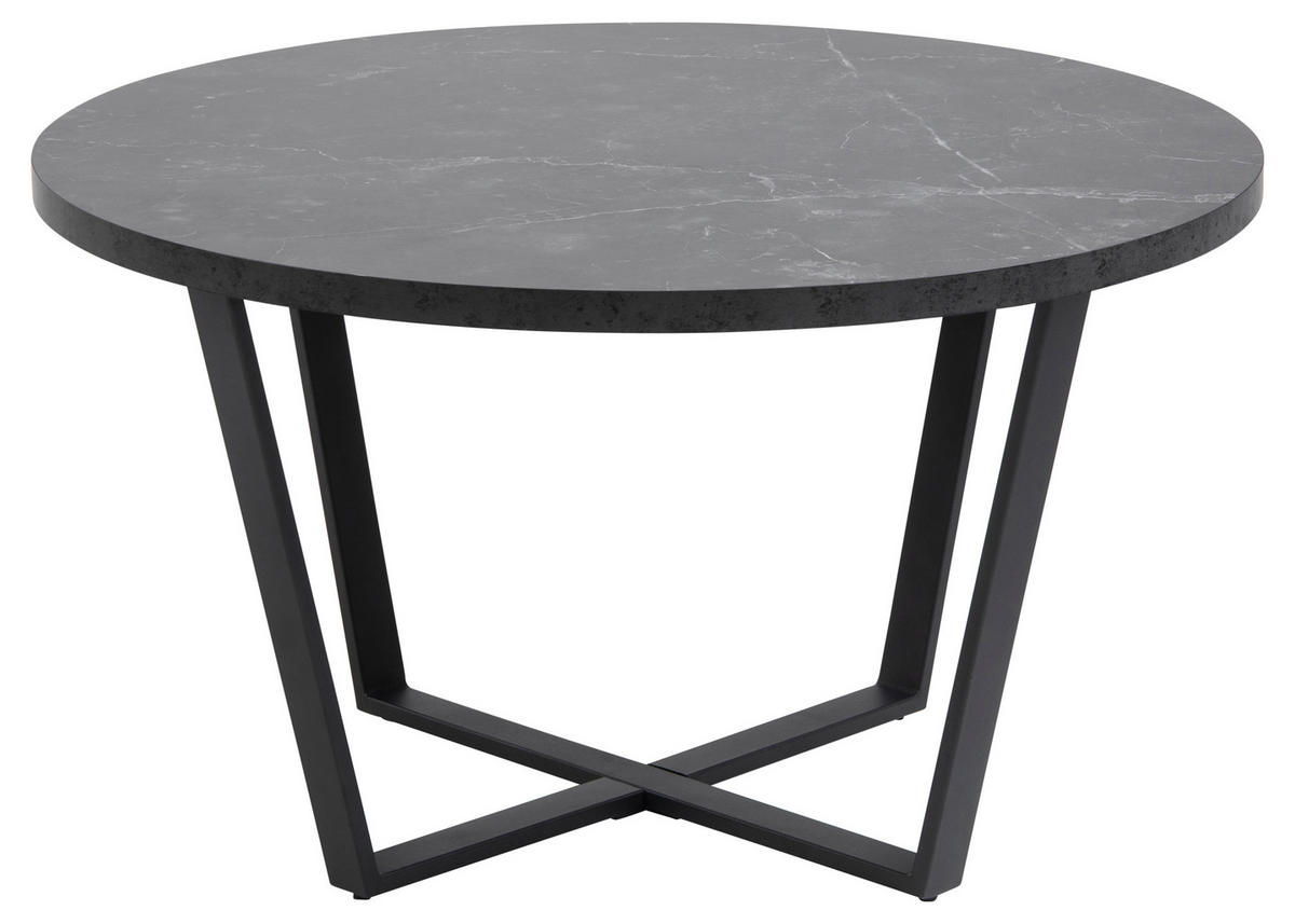 COUCHTISCH Marmordruck schwarz - Schwarz, Holzwerkstoff (77/77/44cm) - ebuy24