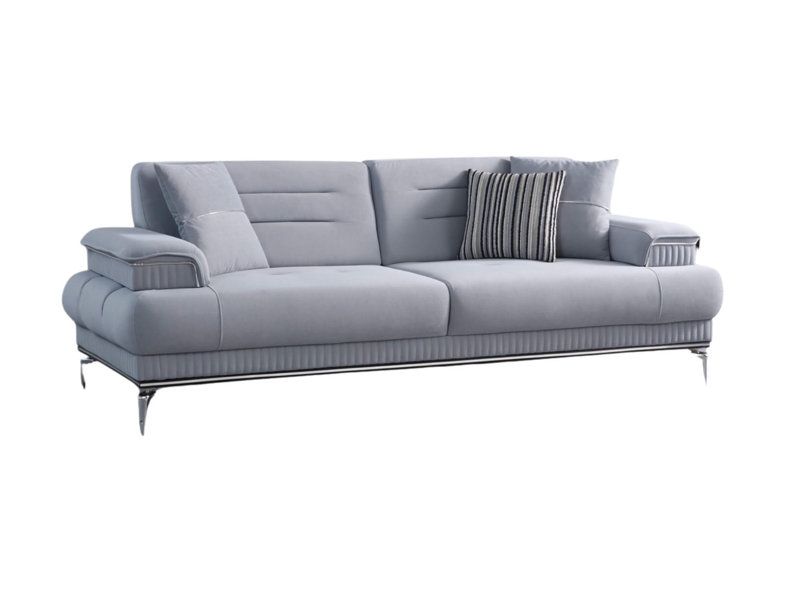 SOFA Toledo 2-Sitzer Samtstoff Hellgrau - Hellgrau, Textil/Metall (190/88/103cm)