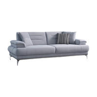 SOFA Toledo 2-Sitzer Samtstoff Hellgrau - Hellgrau, Textil/Metall (190/88/103cm)