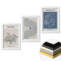 WANDBILDER 3er-Set - 20x30 cm Weißer Rahmen - abstrakte Poster mit Blumenlinien - Weiß, Kunststoff (20/30cm) - ArtPrintCave