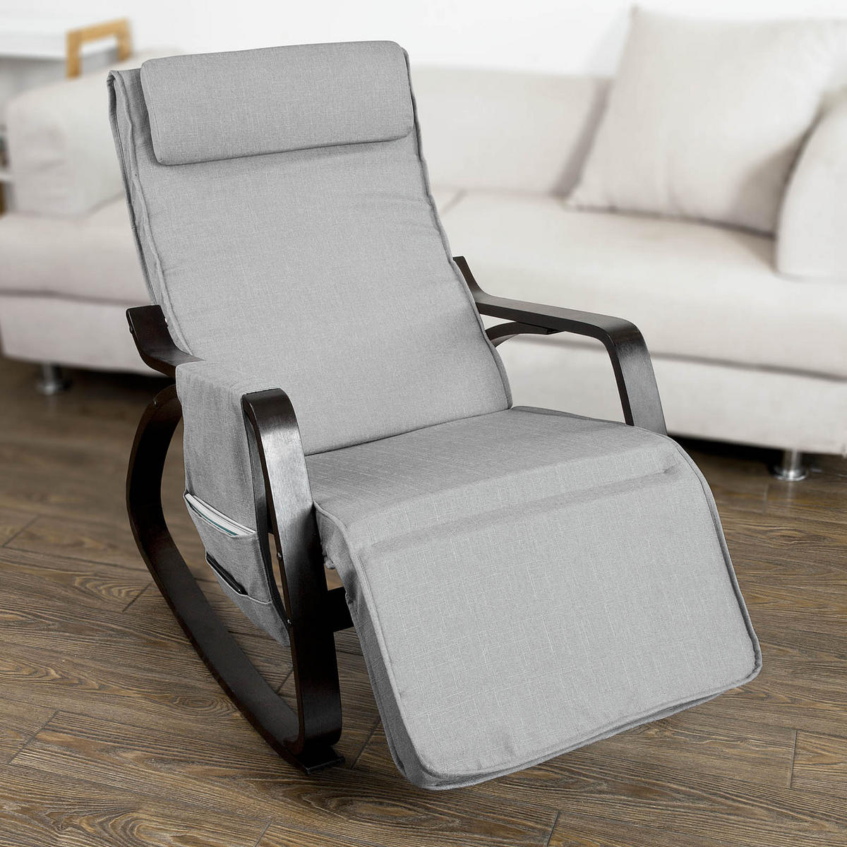 SCHAUKELSTUHL Grau - Grau, Holz/Textil (66/92/80cm) - SoBuy