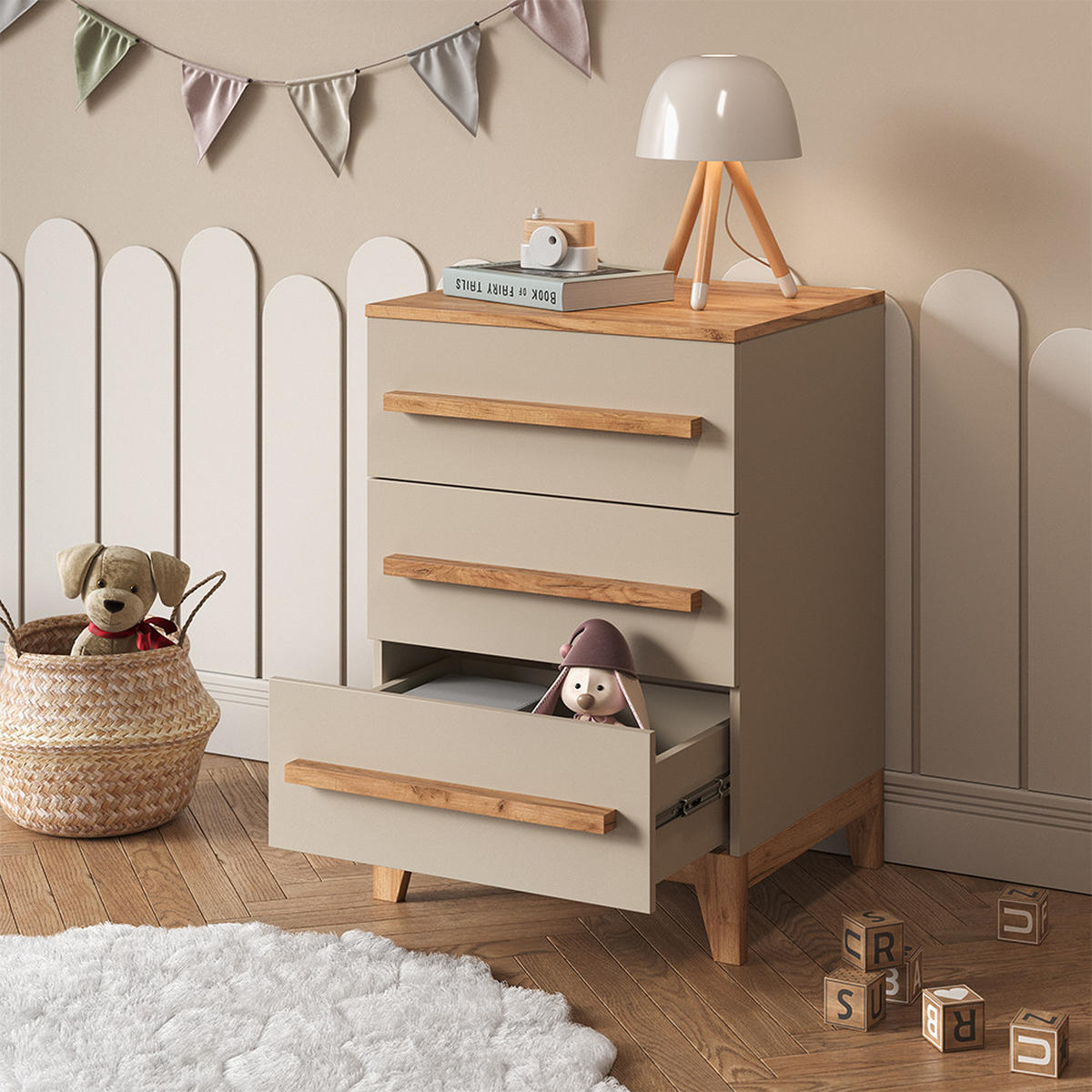 KREDENC Malia Kašmír - kašmírová, kompozitní dřevo (60/88/53.4cm) - VitaliSpa