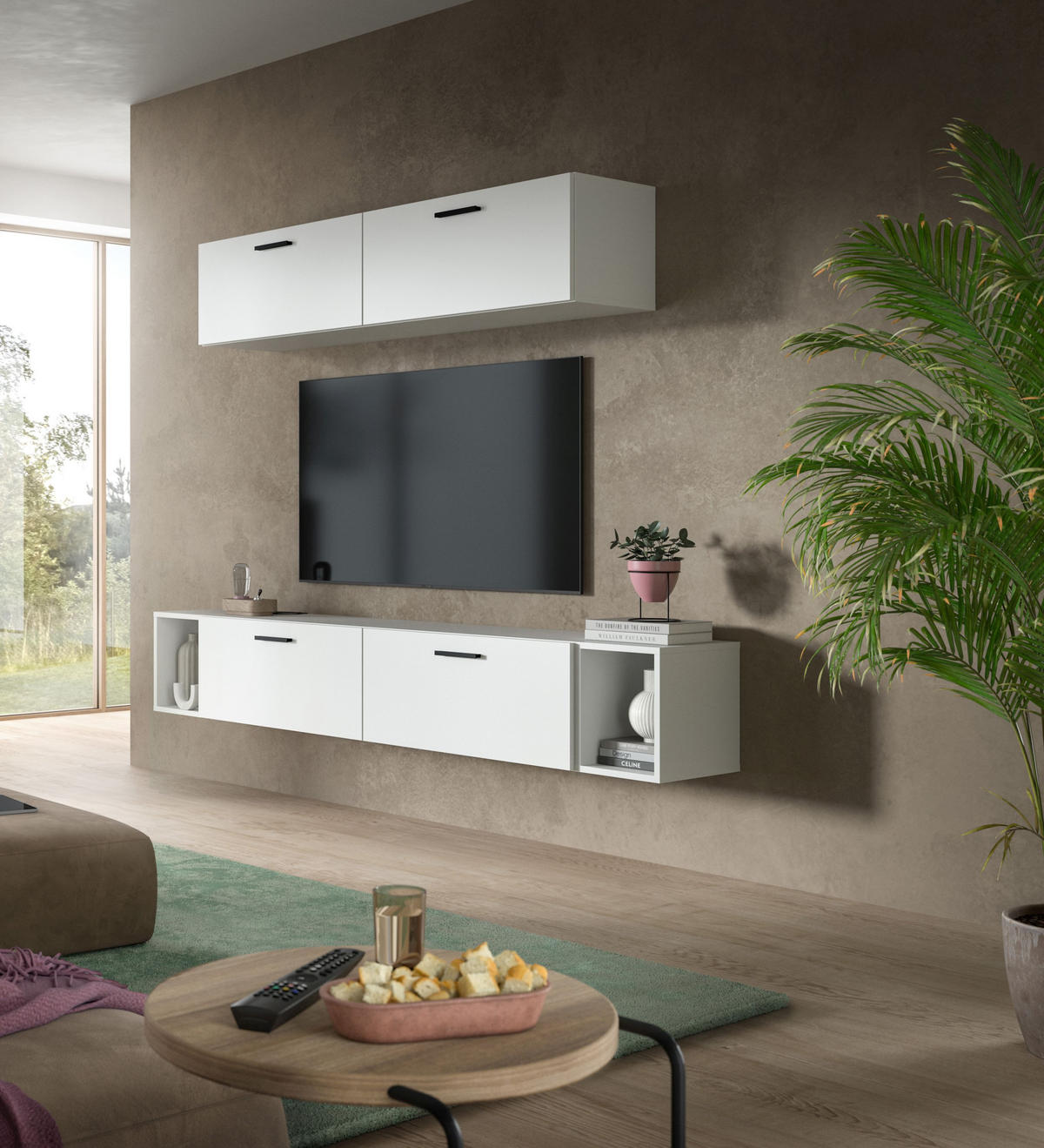 WOHNWAND The One weiß 202/34/184 cm - Weiß, Holzwerkstoff (202/184/34cm) - Xonox