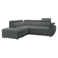 ECKSOFA Boston 2RR1P, Seite: Links PUFAP+R+1P(65)+2R - Silberfarben/Grau, Holz/Textil (260/230cm) - MIRJAN24