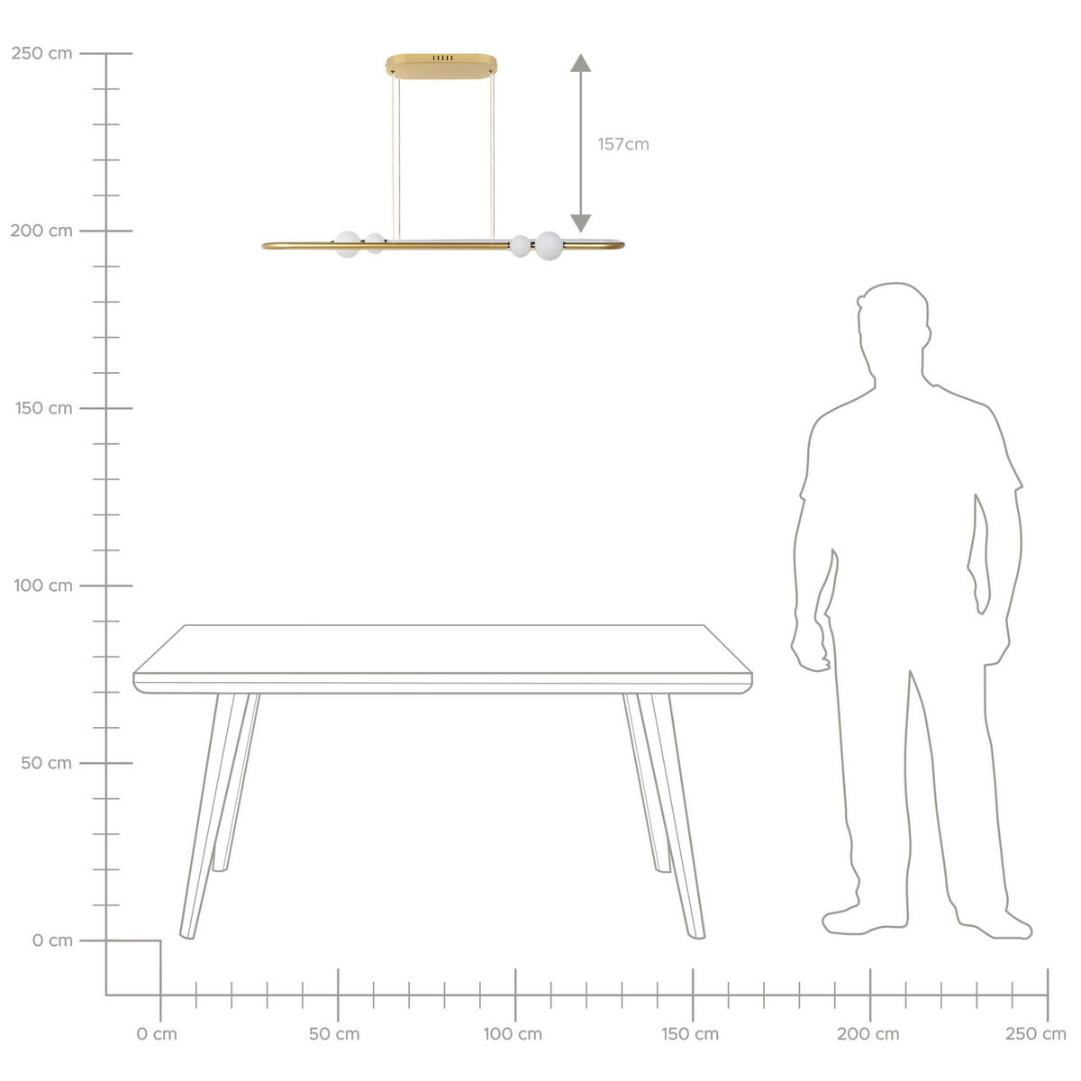 HÄNGELAMPE Feale 22/105/160 cm - Goldfarben, Metall (22/105/160cm) - Beliani