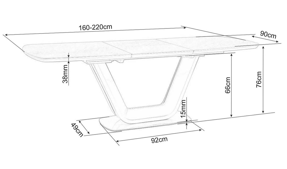 ESSTISCH Accra X / X 160-220 / 90 / 76cm - Weiß, Holz/Keramik (90/220/76cm) - Feldmann-Wohnen