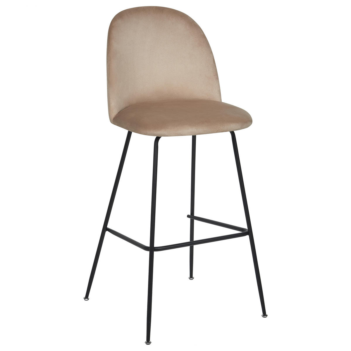 BARSTUHL 2er-Set Samtstoff taupe/schwarz Arcola - Beige/Schwarz, Textil (52/114/54cm) - Beliani