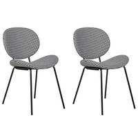 ÉTKEZŐSZÉK 2 darabos Szett Tyúklábminta fekete/fehér Luana - fekete/fehér, textil (50/80/58cm) - Beliani