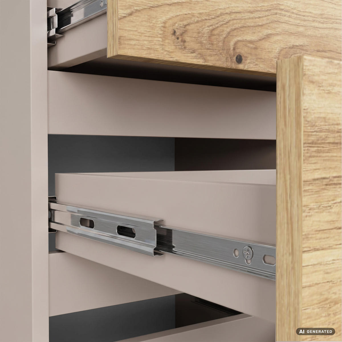 NACHTTISCH CL3 Kaschmir 40 cm 3 Schubladen Front Artisan-Eiche B40xH57xT35 cm - Beige/Braun, Holzwerkstoff (40/57/35cm) - Akord